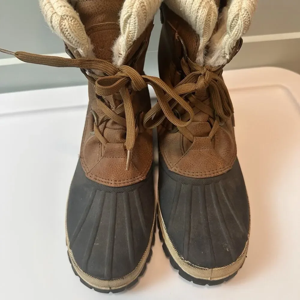 Lugz Stormy Womens 8.5 Brown Duck Boots Faux Fur Lined Lace Up Winter Snow